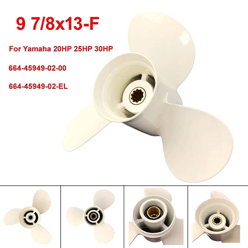 COPKINGO Boat Propeller 9 7/8x13 for Yamaha Outboard Motor F25 20HP 25HP 30HP/ Outboard Propeller for Yamaha Engine 3" Gearcase 664-45949-02 9.875x13 - Image 3